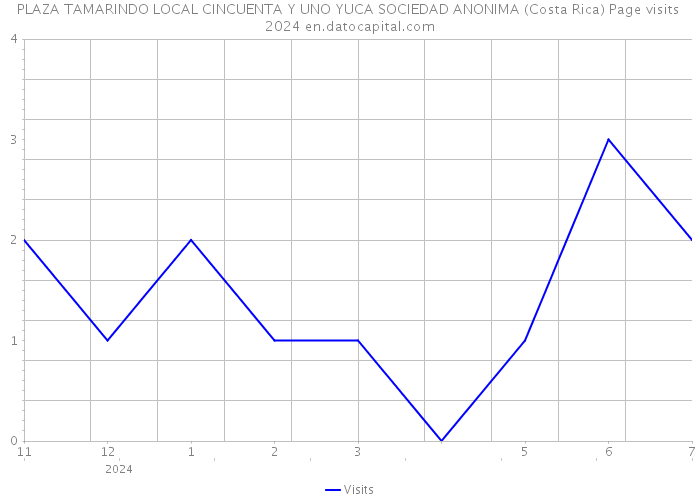 PLAZA TAMARINDO LOCAL CINCUENTA Y UNO YUCA SOCIEDAD ANONIMA (Costa Rica) Page visits 2024 